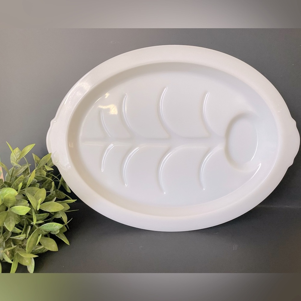 Fire King Platter Meat Serving Tray White Milk Glass Made in USA Vintage